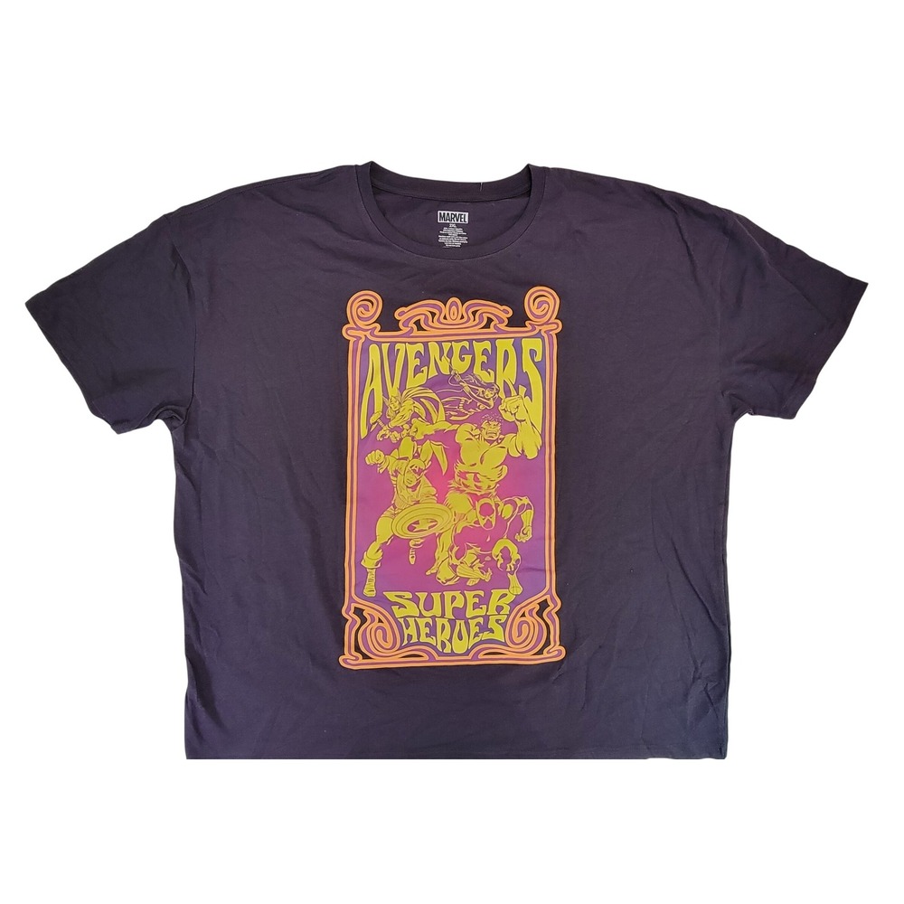 Marvel Avengers Super Heroes Graphic T Shirt Purple 2XL Men‎